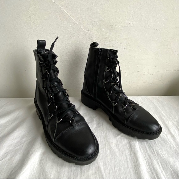 Zara Trafaluc Black Laced Military Style Boots - Picture 3 of 12